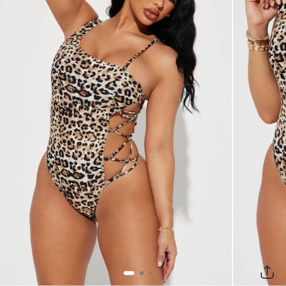 Fashion Nova Leopard Print One Piece Swimsuit